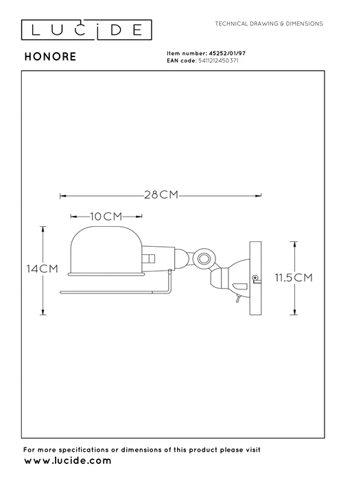 Lucide HONORE - Wandleuchte - 1xE14 - Rostfarbe - technisch